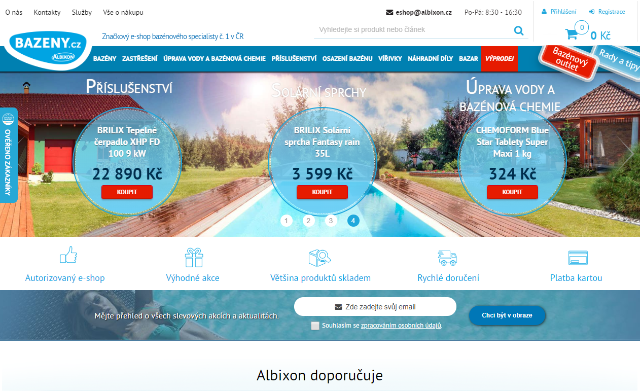 bazeny.cz homepage